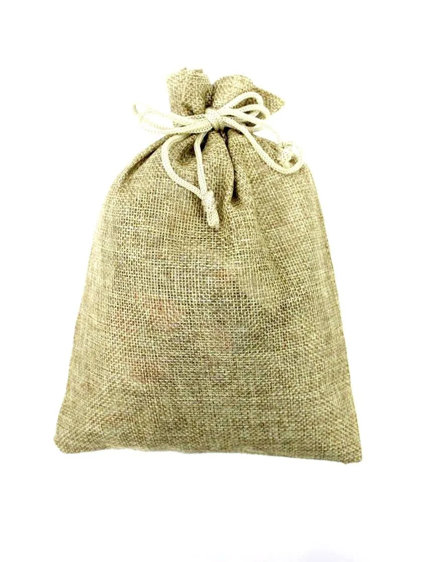 Durable Jute Plain Potli Elegant String Knot Gift Pouch Bag