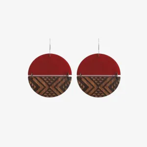 Earrings - Split Tāniko I - Red