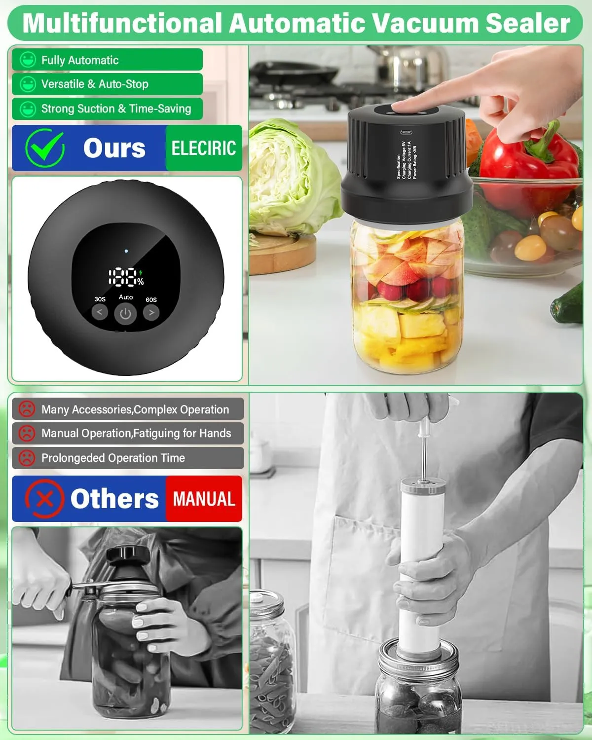 Electric Mason Jar Vacuum Sealer 🛑