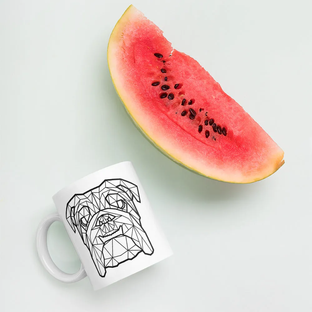 English Bulldog Mug White with Black Polygon