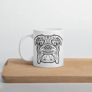 English Bulldog Mug White with Black Polygon