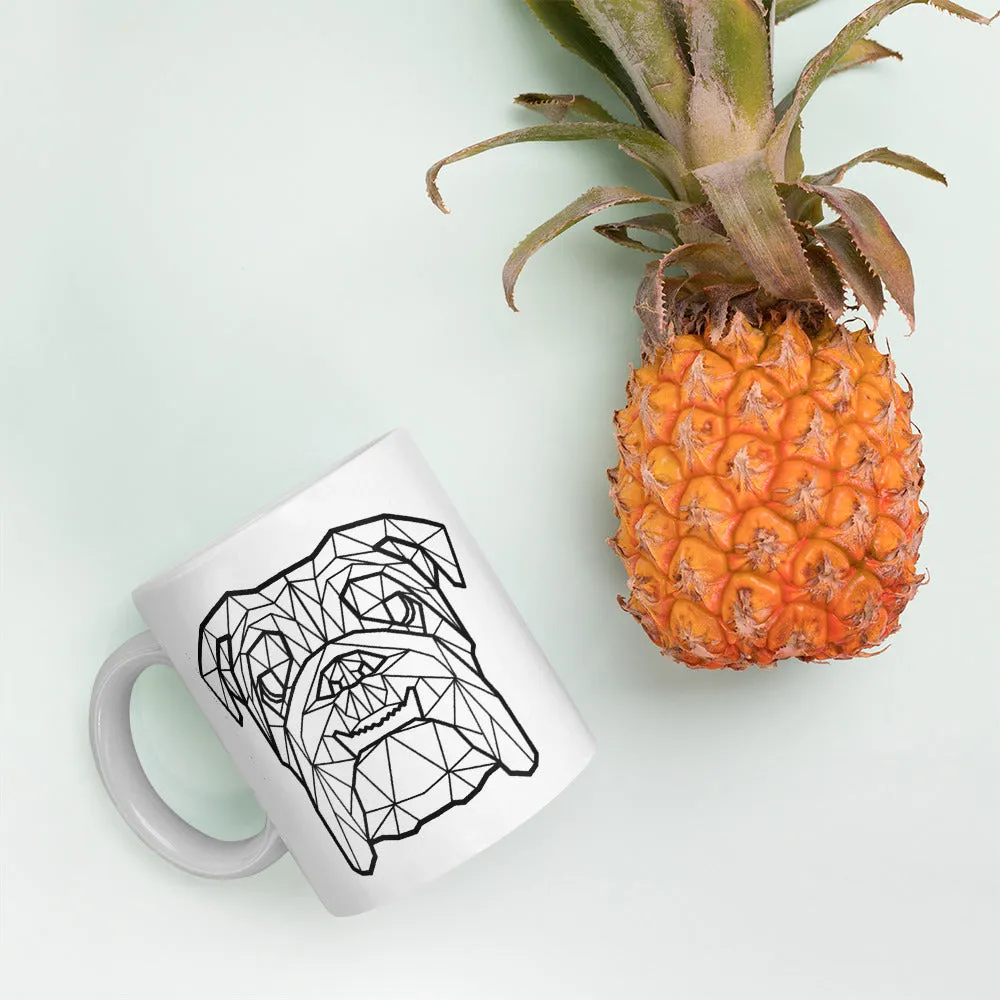 English Bulldog Mug White with Black Polygon