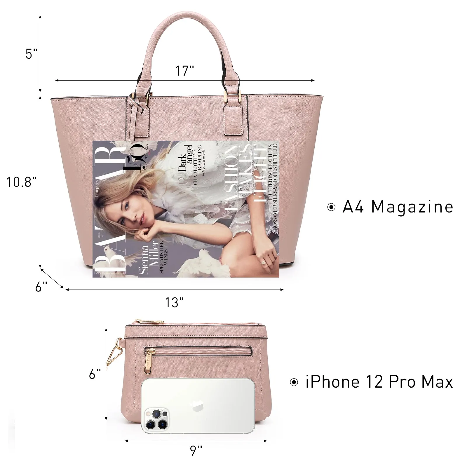 Fashion Stitching Color Large Tote Bag with Matching Wallet Dasein