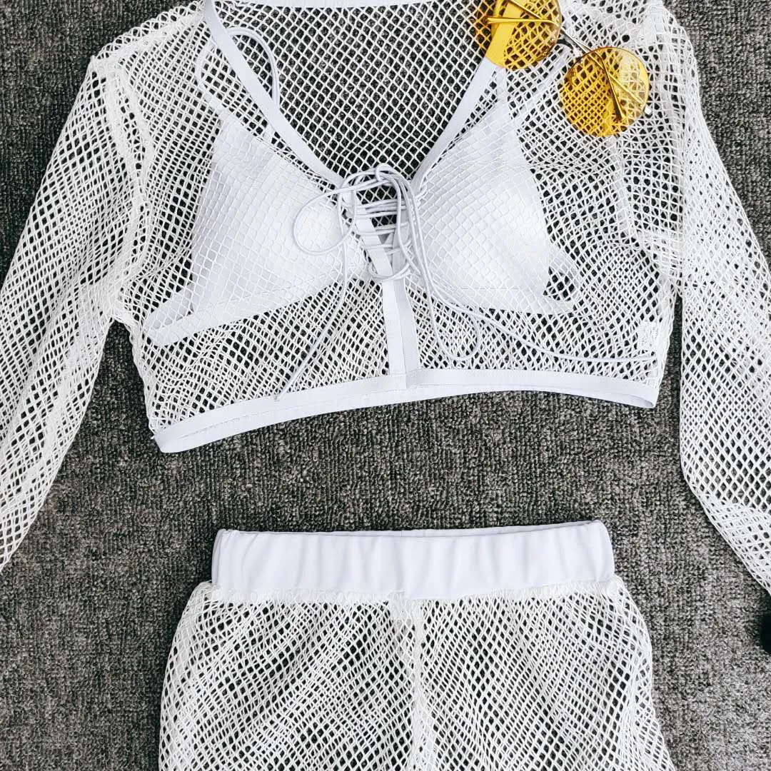 Four-piece Mesh Split Swimsuit