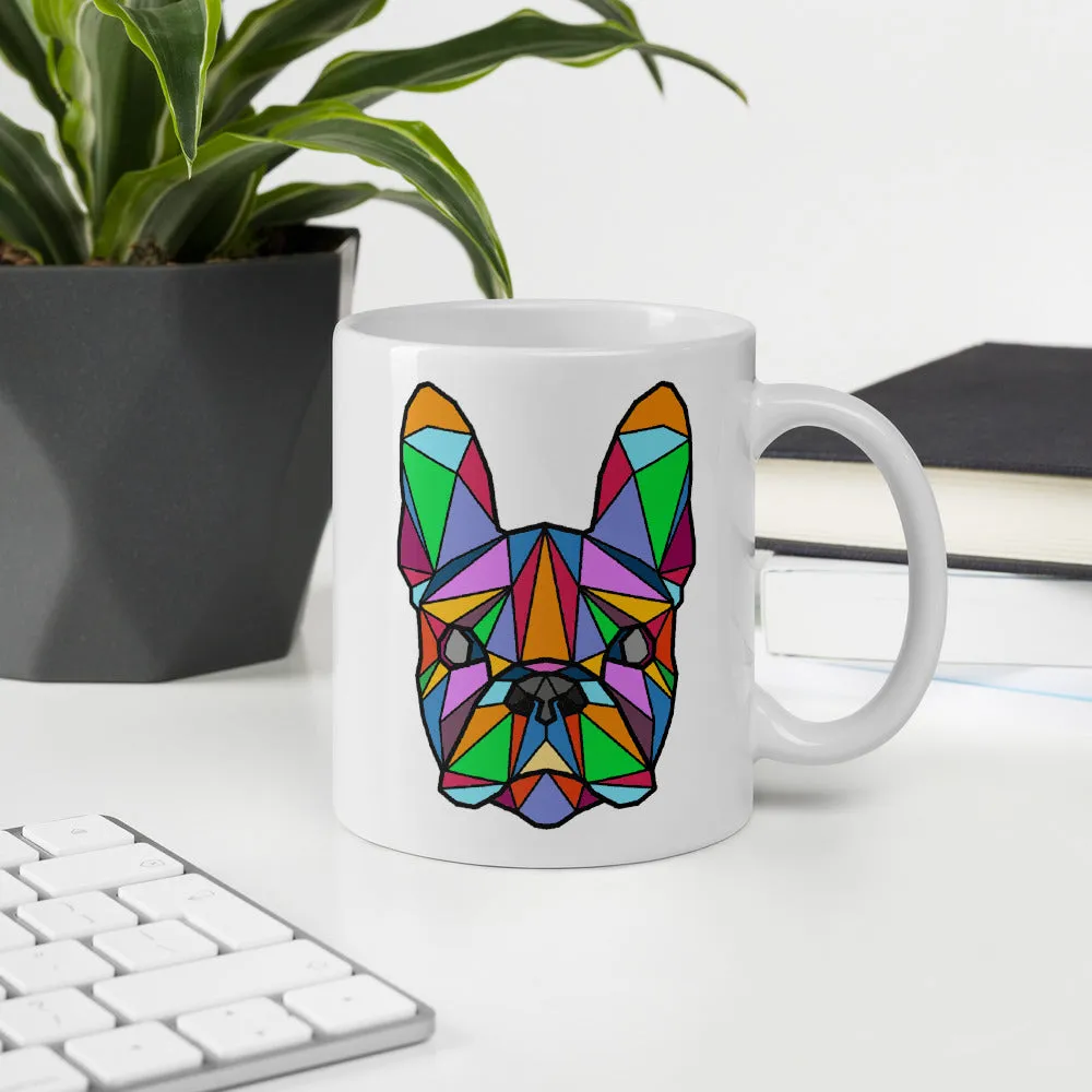 Frenchie Mug White with Polygon Colour