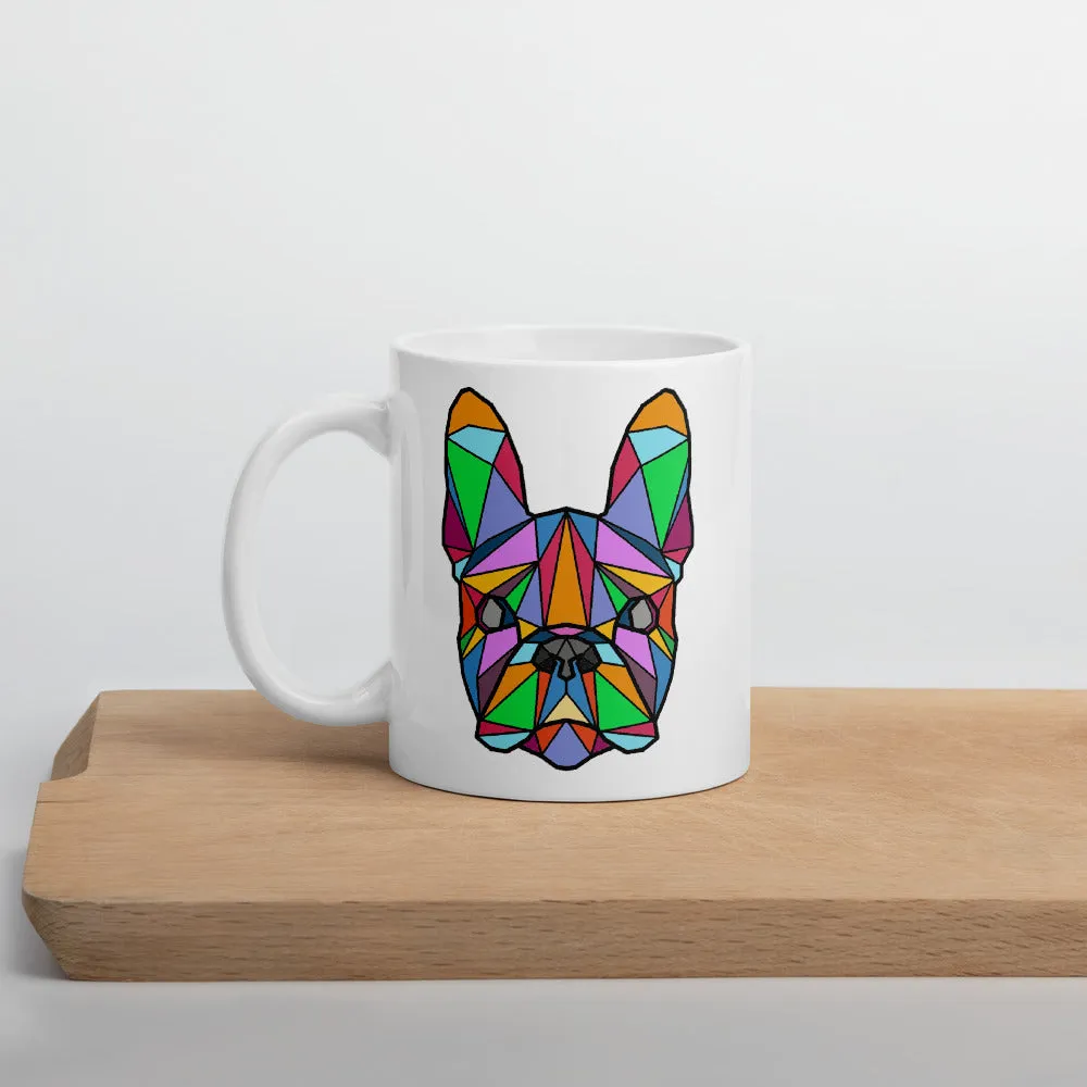 Frenchie Mug White with Polygon Colour