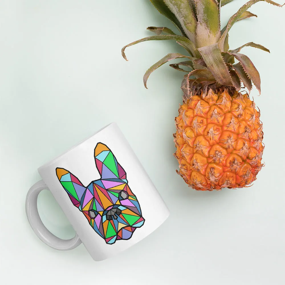 Frenchie Mug White with Polygon Colour