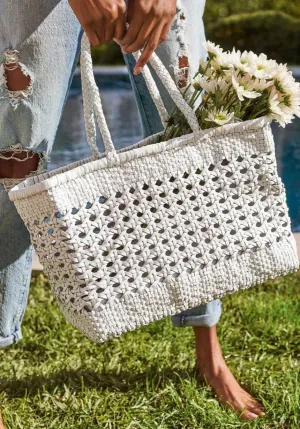 Genuine Leather Hand Woven Cuboid Shaped Ladies TOTE Bag