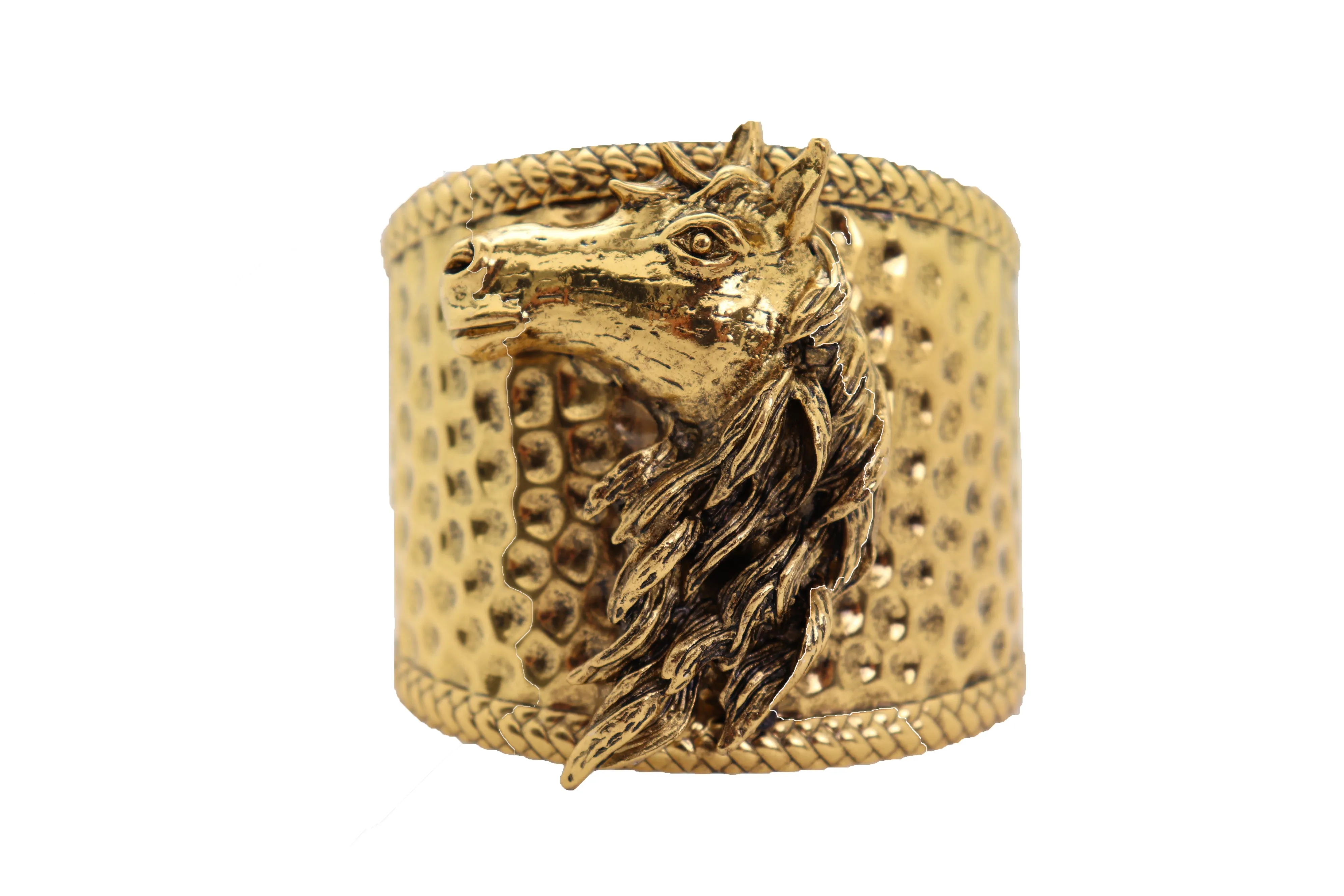 Gold Fashion Metal Wrist Cuff Bracelet Horse Head Animal Rodeo Jewelry Hot