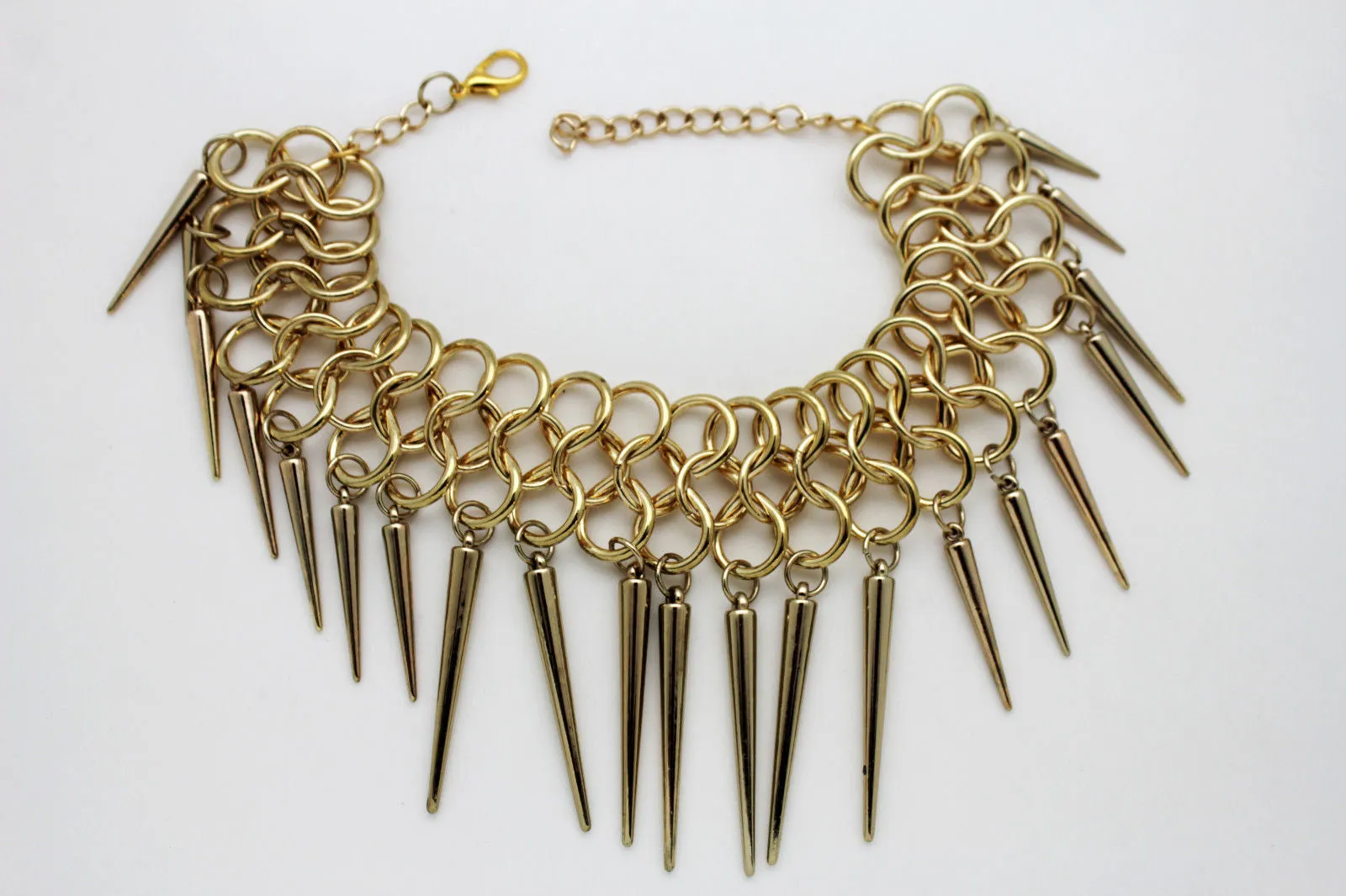 Gold Metal Multi Spikes NY Hip Hop Choker Necklace Sexy Gothic Jewelry