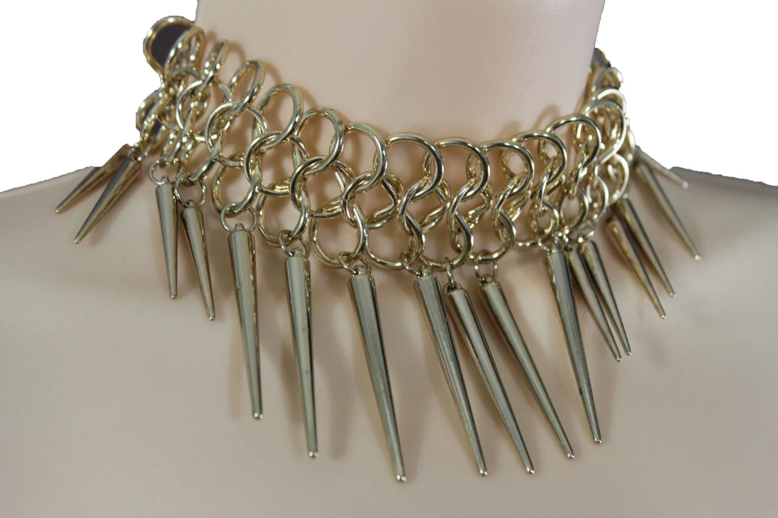 Gold Metal Multi Spikes NY Hip Hop Choker Necklace Sexy Gothic Jewelry