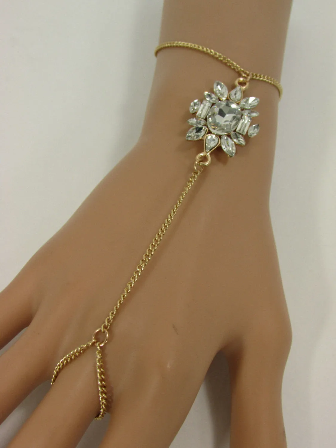 Gold Metal Thin Flower Charm Hand Chain Bracelet Beach Wedding Party Accessories