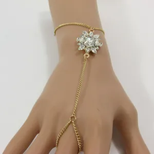 Gold Metal Thin Flower Charm Hand Chain Bracelet Beach Wedding Party Accessories