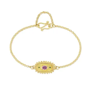 Gold, Pink Sapphire & Diamond Kinship Amulet Bracelet