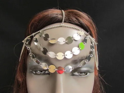 Gold Silver Metal Head Chain Multi Circlet Coin Bead Forehead