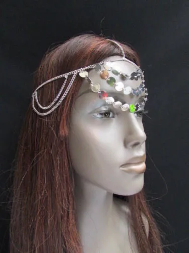 Gold Silver Metal Head Chain Multi Circlet Coin Bead Forehead