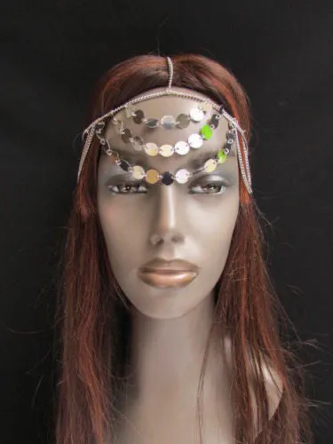 Gold Silver Metal Head Chain Multi Circlet Coin Bead Forehead