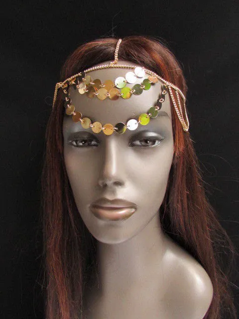 Gold Silver Metal Head Chain Multi Circlet Coin Bead Forehead