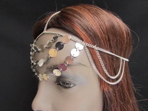 Gold Silver Metal Head Chain Multi Circlet Coin Bead Forehead