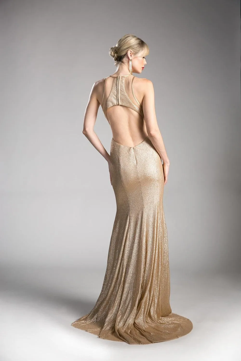 Golden Metallic Knit Gown-FINAL SALE-NOT ELIGIBLE FOR EXCHANGE OR REFUND