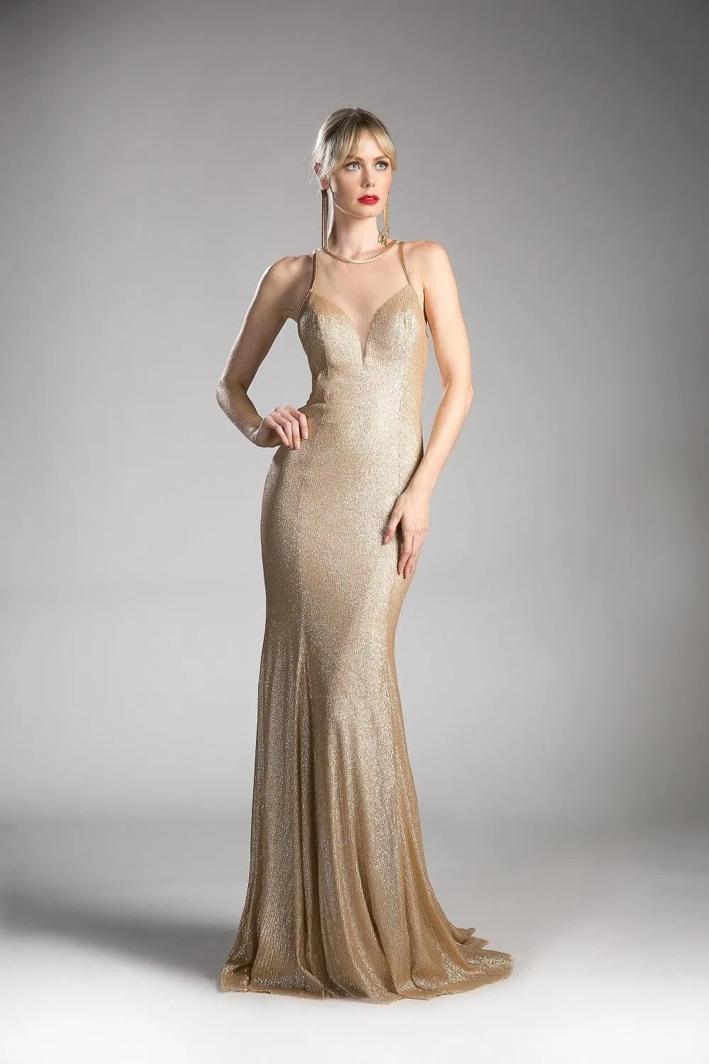 Golden Metallic Knit Gown-FINAL SALE-NOT ELIGIBLE FOR EXCHANGE OR REFUND