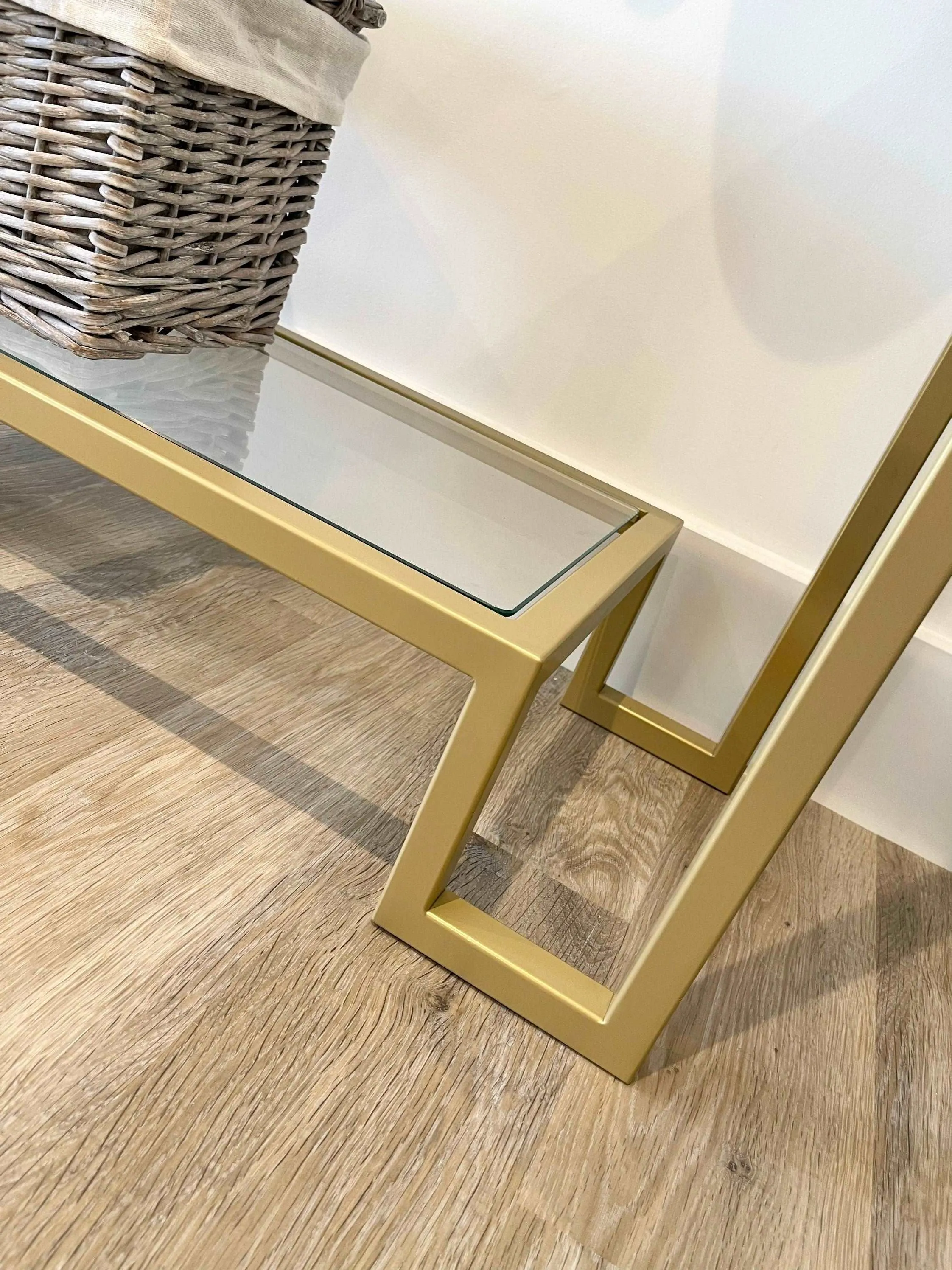 Hudson Glass Metal Console Table - Gold