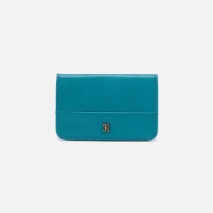 Jill Mini Card Case In Polished Leather - Biscayne Blue