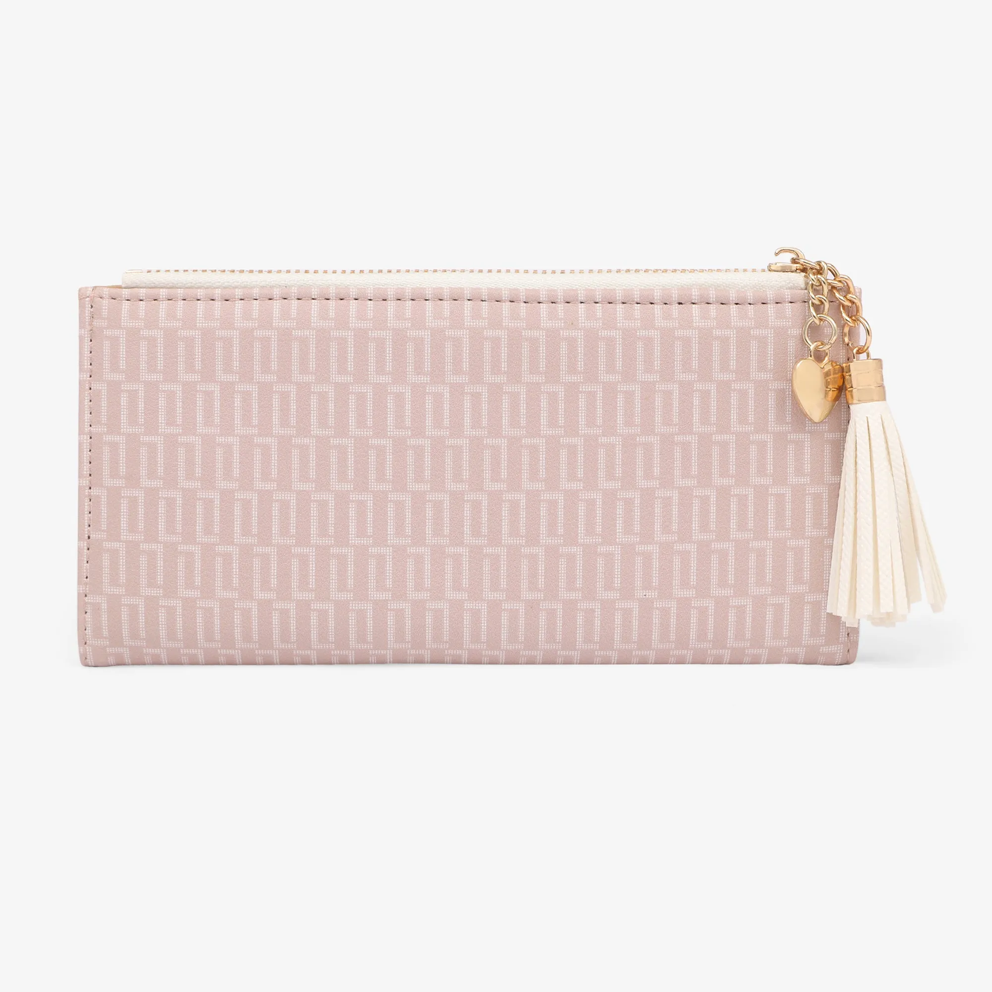 Lavie Luxe Mono Safain Pink Large Women's Bifold Zip Wallet