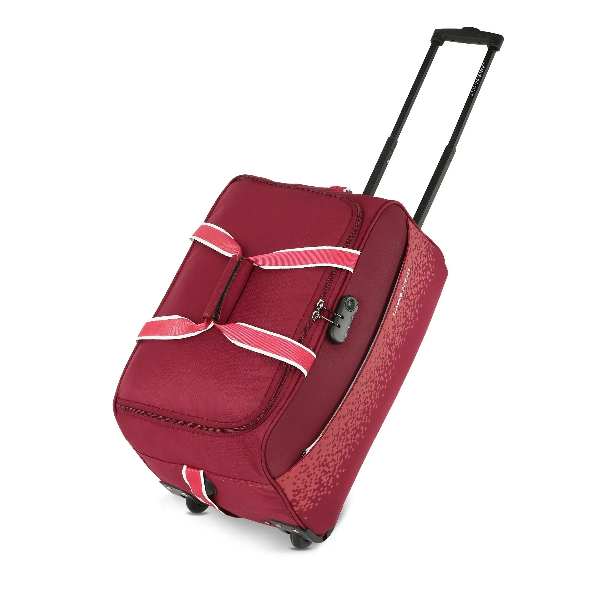 Lavie Sport Cabin Size 56 Litre Pixel Wheel Duffle Bag| | 2 Wheel Duffle Bag Maroon