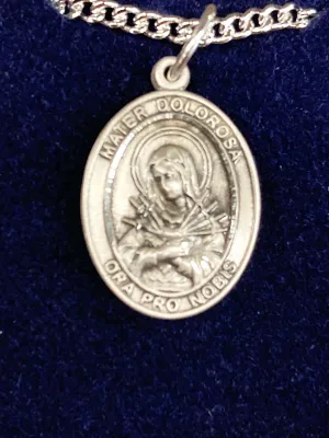 Mater Dolorosa Silver Pendant With Endless Chain