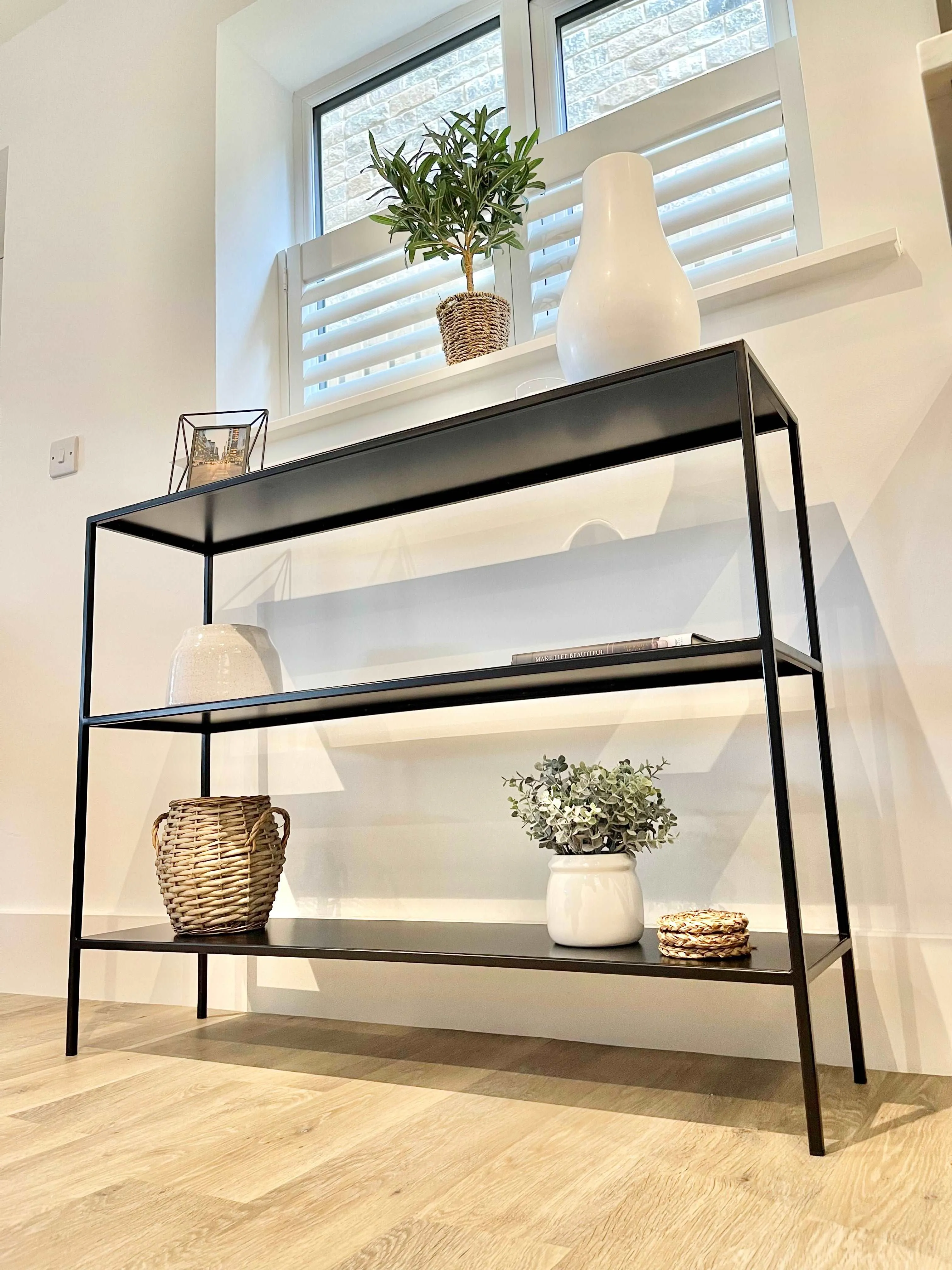 Matte Black Metal Console Table - 3 Tier