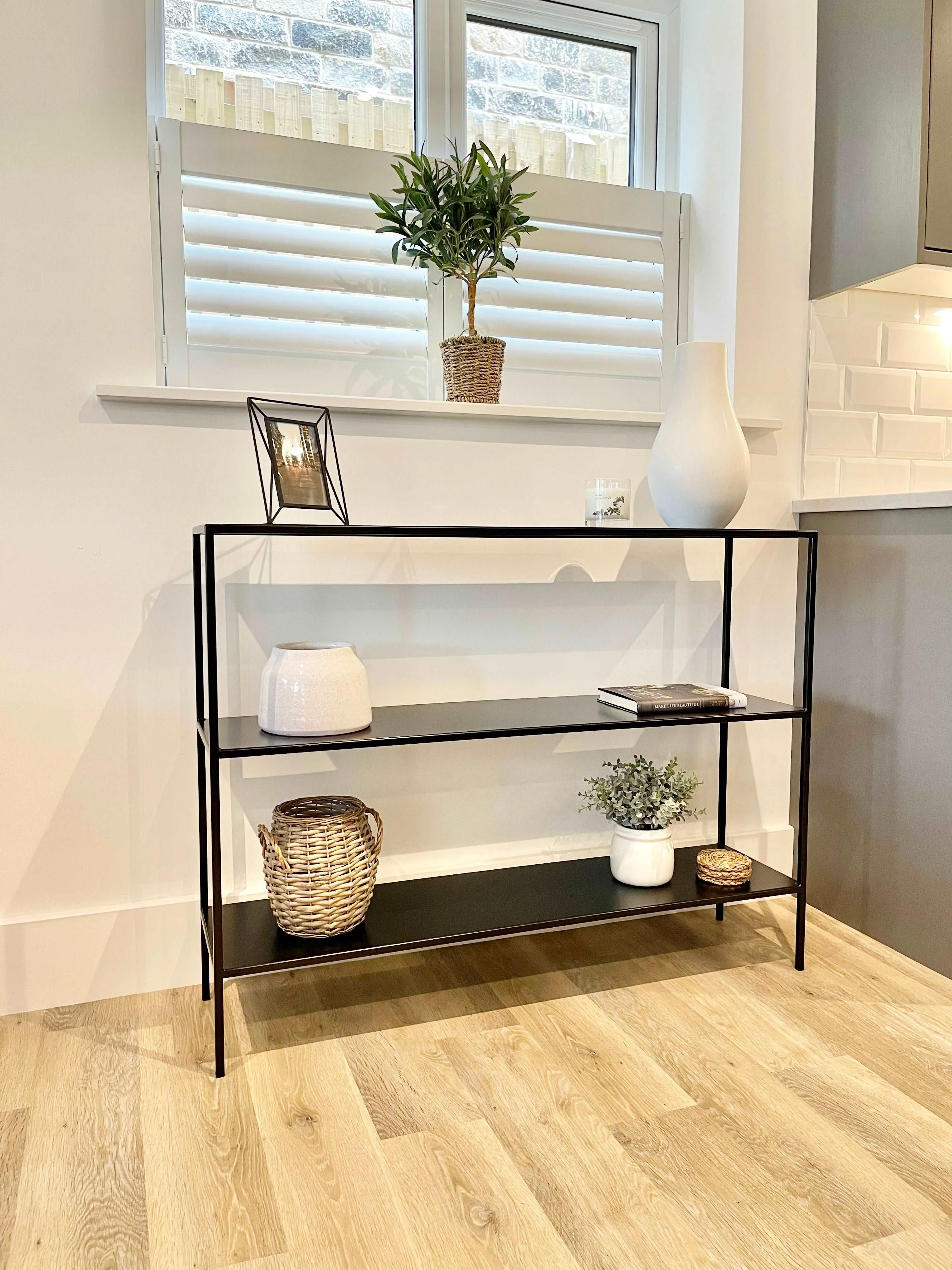 Matte Black Metal Console Table - 3 Tier