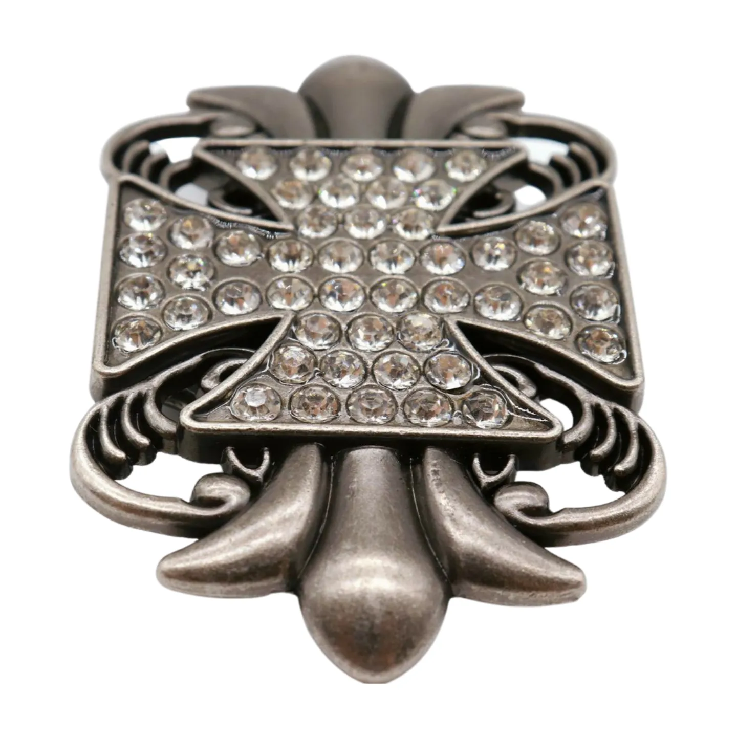 Men Women Dark Silver Metal Belt Buckle Fleur De Lis Cross Western Fashion