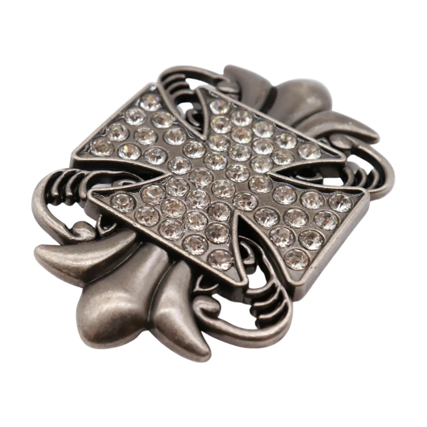 Men Women Dark Silver Metal Belt Buckle Fleur De Lis Cross Western Fashion