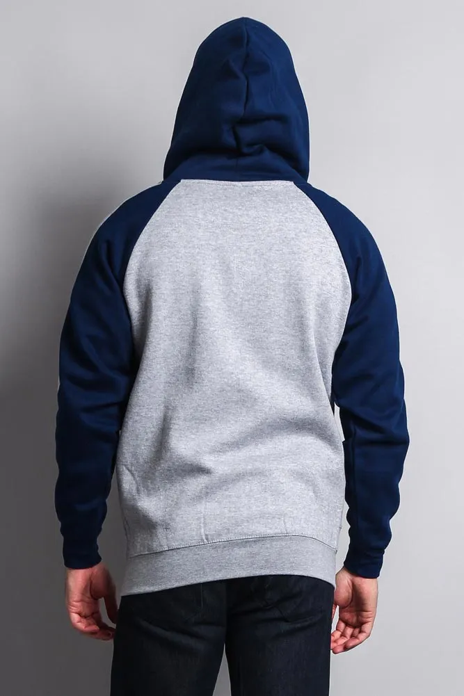 Men's Contrasting Two Striped Zip Up Hoodie