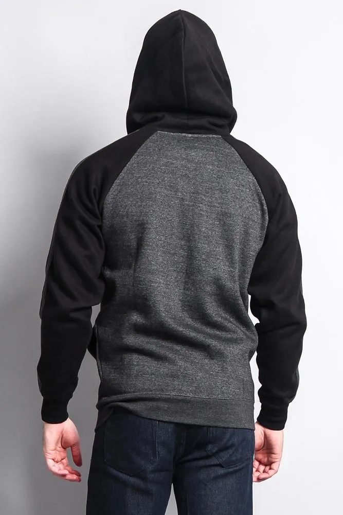 Men's Contrasting Two Striped Zip Up Hoodie