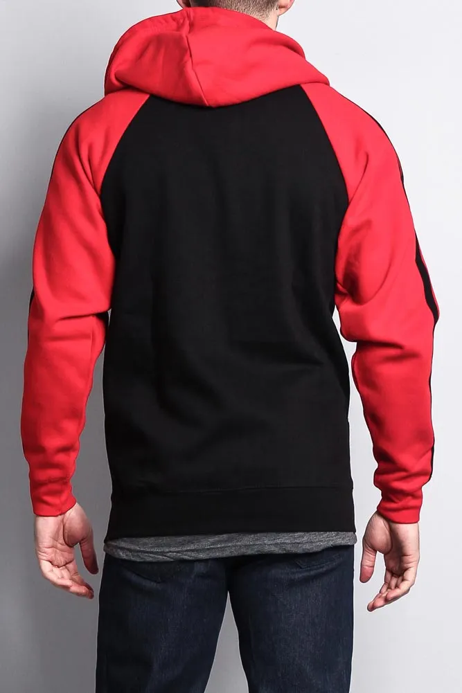 Men's Contrasting Two Striped Zip Up Hoodie