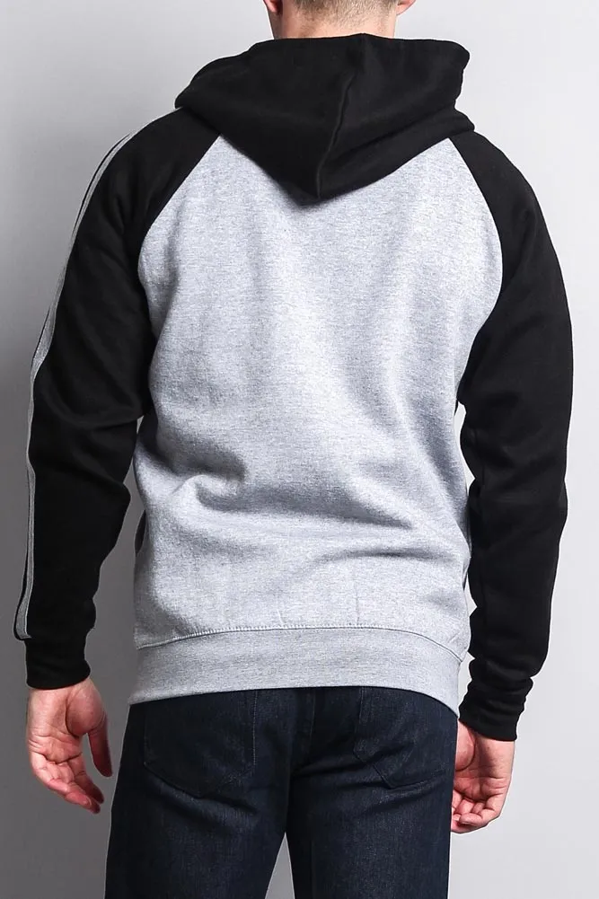 Men's Contrasting Two Striped Zip Up Hoodie