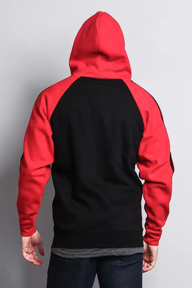 Men's Contrasting Two Striped Zip Up Hoodie