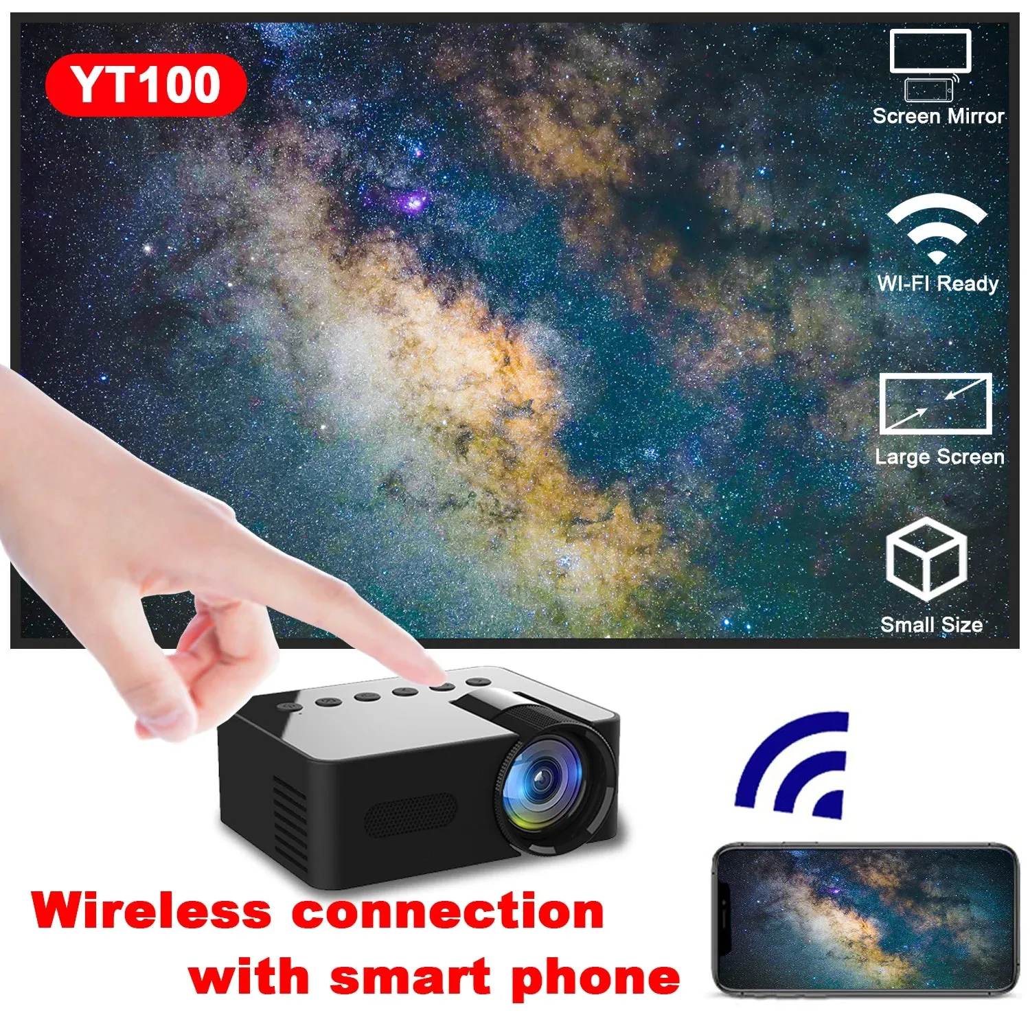 Mini Projector Mobile Video Wifi Smart Portable Home Theater Wireless Multiscreen for iPhone Android Cinema