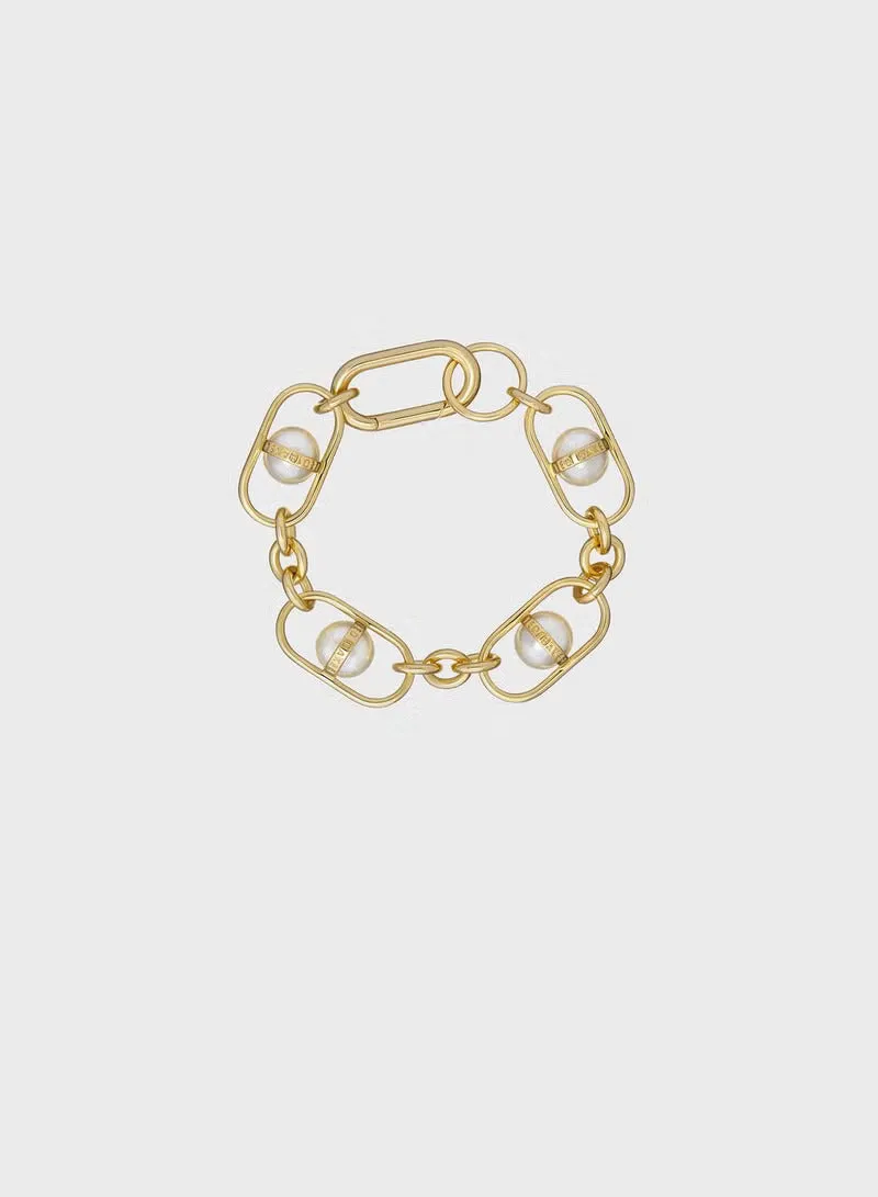 Peralia Statement Pearl Chain Gold