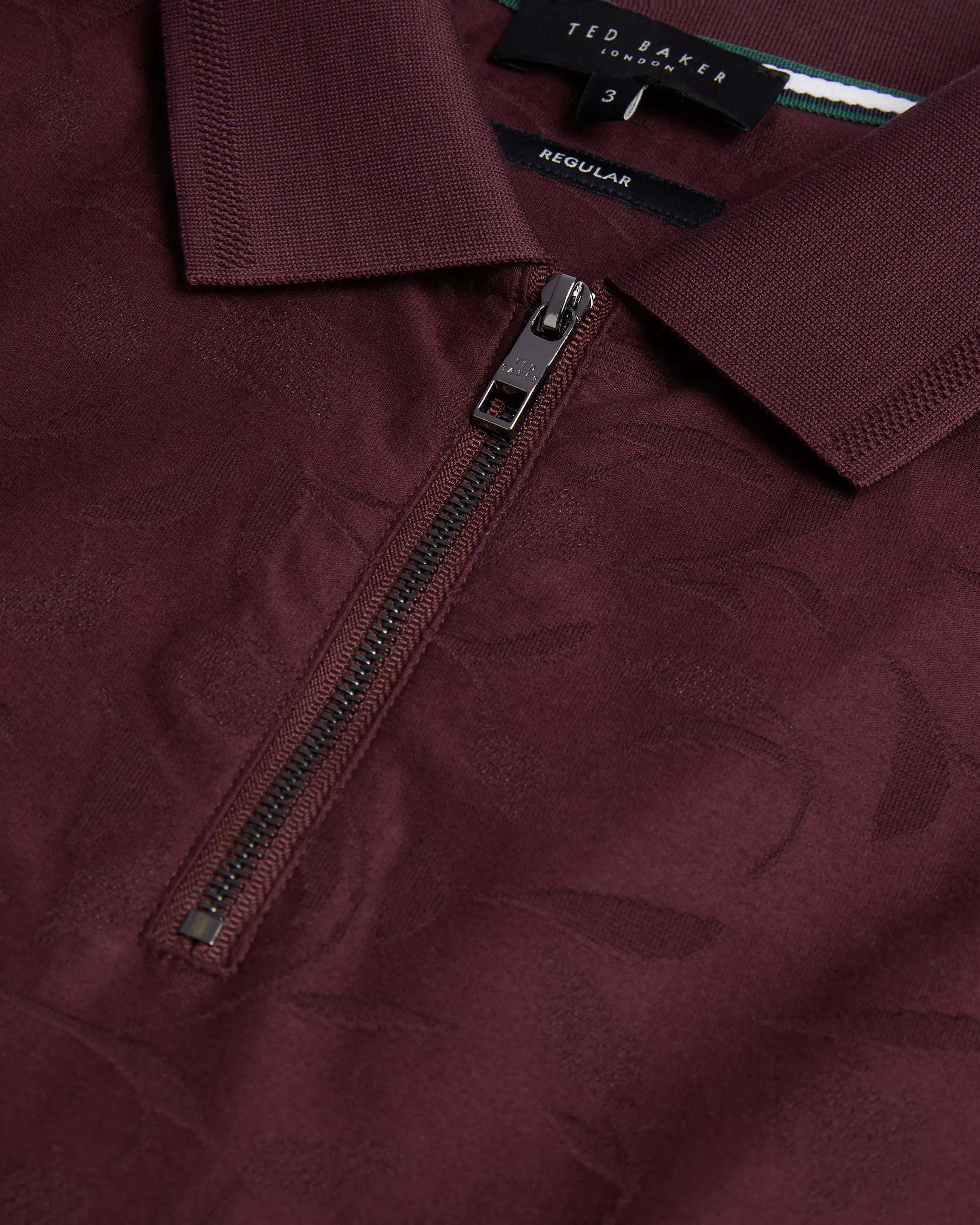 Polenn Ss Regular Textured Half-Zip Polo Maroon