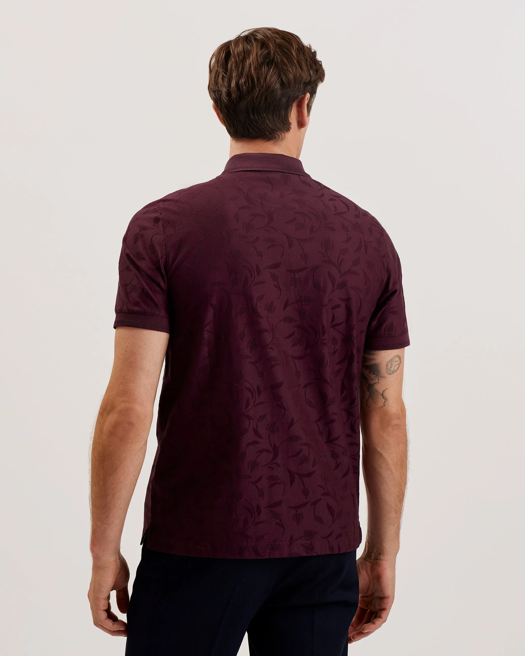 Polenn Ss Regular Textured Half-Zip Polo Maroon