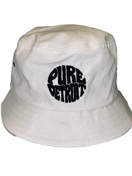 Pure Detroit Retro Bucket Hat/ Unisex / Black   White