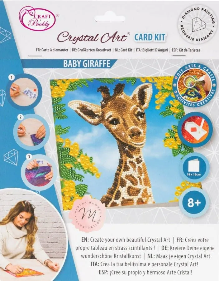 "Baby Giraffe" Crystal Art Card 18x18cm