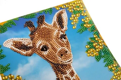 "Baby Giraffe" Crystal Art Card 18x18cm