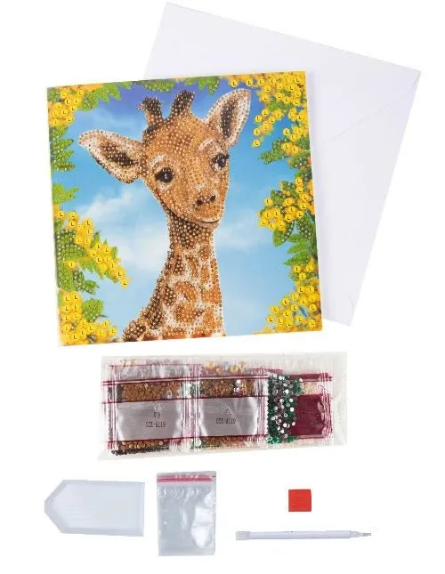 "Baby Giraffe" Crystal Art Card 18x18cm