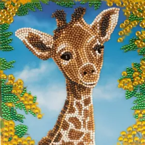 "Baby Giraffe" Crystal Art Card 18x18cm