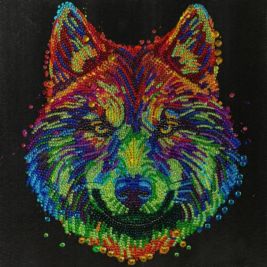 "Colourful Wolf" Crystal Art Kit 30x30cm