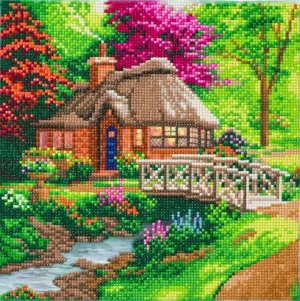 "Friendship Cottage" by Thomas Kinkade Crystal Art Kit 30x30cm